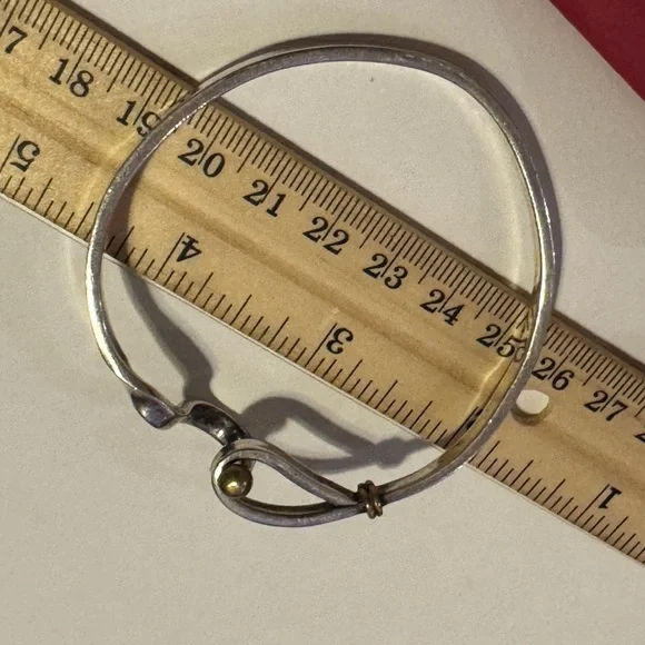 925 Sterling silver MEXICO hook and eye two tone bangle bracelet - Picture 6 of 16